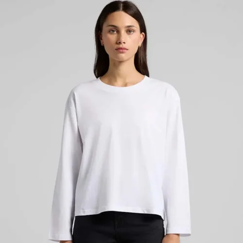 AS Colour Ladies Martina Long Sleeve T Shirt, White, studio front view