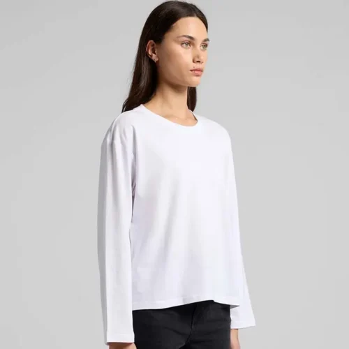 AS Colour Ladies Martina Long Sleeve T Shirt, White, studio three-quarter turn view