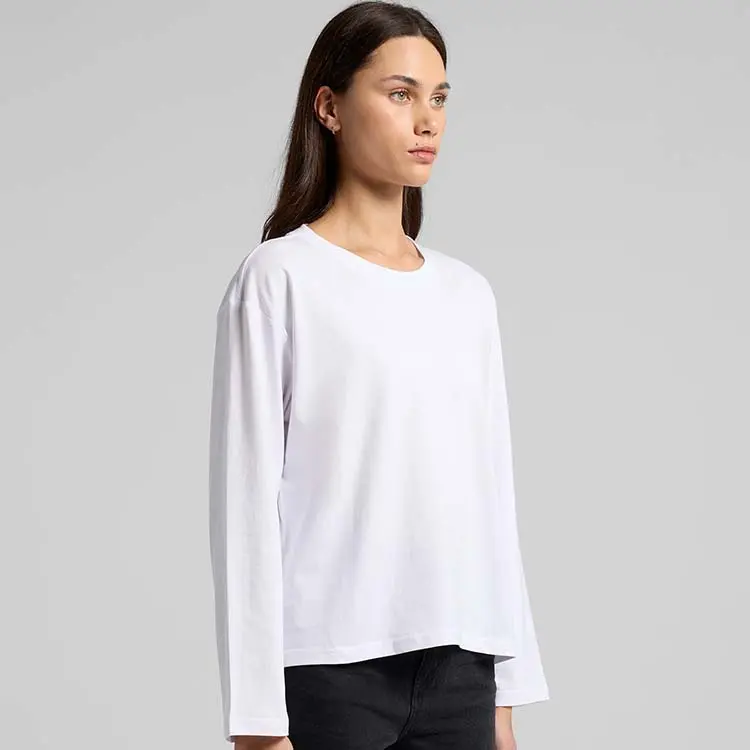 AS Colour Ladies Martina Long Sleeve T Shirt, White, studio three-quarter turn view