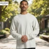 AS Colour Men's Heavy Faded Long Sleeve T Shirt with custom print, Faded Bone, lifestyle view