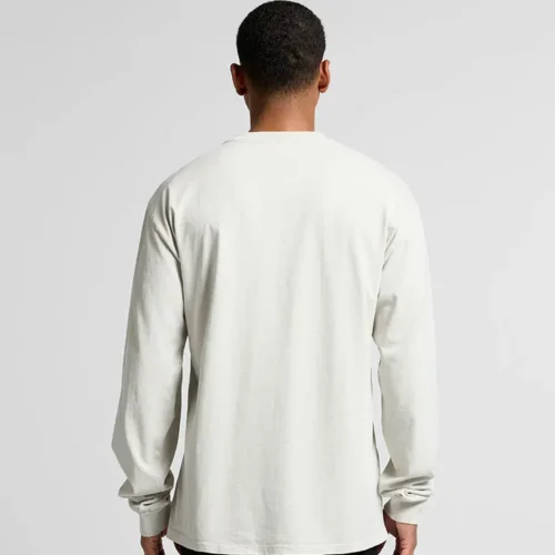 AS Colour Men's Heavy Faded Long Sleeve T Shirt, Faded Bone, studio back view