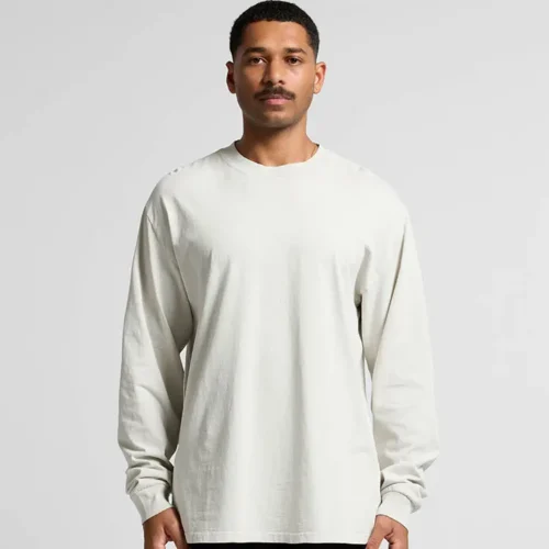 AS Colour Men's Heavy Faded Long Sleeve T Shirt, Faded Bone, studio front view