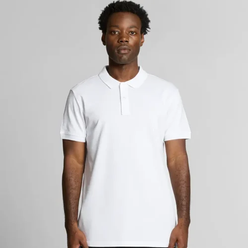 AS Colour Men Pique Polo in White, studio front view