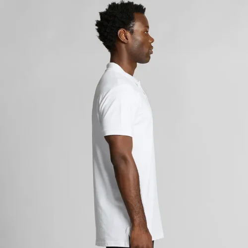 AS Colour Men Pique Polo in White, studio side view