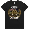 Australian Army veteran-inspired ladies black t-shirt lay flat with front print