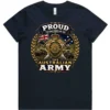 Australian Army veteran-inspired ladies navy t-shirt lay flat with front print