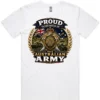 Australian Army veteran-inspired men’s white t-shirt lay flat with front print