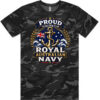 Australian Navy veteran-inspired men’s Dark Camo t-shirt lay flat with front print