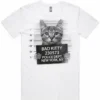 Bad Kitty design printed on a white men’s t-shirt