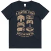 Control Freak kids gaming t-shirt in navy shown lay flat with retro controller design