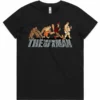 Evolution of a Man ladies t-shirt in black shown lay flat with cartoon evolution design