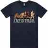 Evolution of a Man men’s t-shirt in navy shown lay flat with cartoon evolution design
