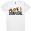 Evolution of a Man men’s t-shirt in white shown lay flat with cartoon evolution design