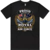Royal Australian Air Force veteran-inspired men’s black t-shirt lay flat with front print