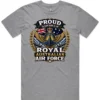 Royal Australian Air Force veteran-inspired men’s Grey Marle t-shirt lay flat with front print
