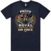 Royal Australian Air Force veteran-inspired men’s navy t-shirt lay flat with front print
