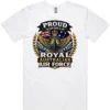 Royal Australian Air Force veteran-inspired men’s white t-shirt lay flat with front print