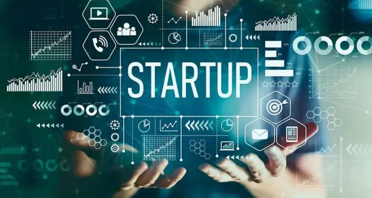 Digital start-up graphic representing custom T shirts for tech and start-up companies