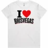 White ladies I Love Brisvagas t-shirt with the design printed on the front