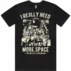 Black men’s t-shirt lay flat with I Really Need More Space astronaut design printed on the front