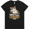 Black ladies Pawsitively Judging You t-shirt with front graphic design