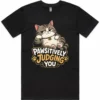 Black men’s Pawsitively Judging You t-shirt with front graphic design