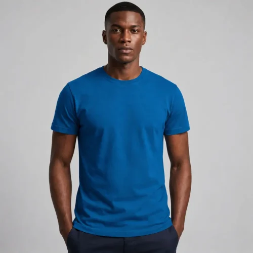 Front view of an Ocean Blue Printer PA440 Men’s 140 Tee ready for custom printing