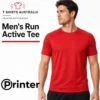 Model wearing a red Printer Activewear PA408 Men’s Run Active Tee