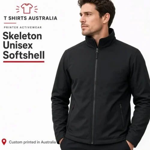 Printer Activewear Skeleton Unisex Softshell with custom printing in Australia