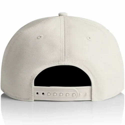 Back view of the Bone AS Colour Stock 7-Panel Cap 1184 showing the adjustable plastic snapback closure