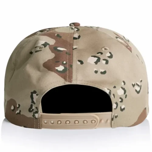 Back view of the Desert Camo AS Colour Surf Cotton Camo Cap 1119C showing the rear opening and adjustable beige snapback closure