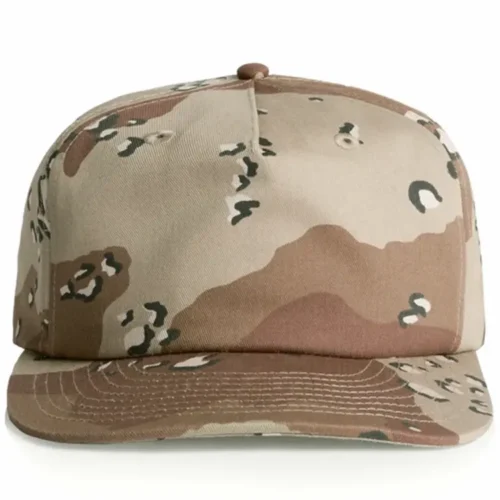Front view of the Desert Camo AS Colour Surf Cotton Camo Cap 1119C showing the undecorated front panel and stitched peak