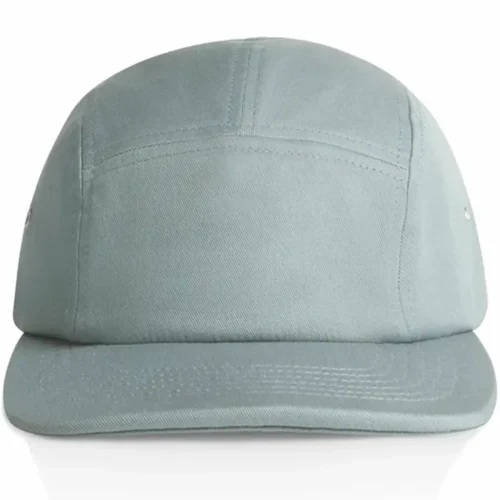 Front view of the Mineral AS Colour Finn Five Panel Cap showing the plain front panel and flat peak