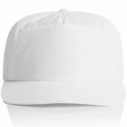 Front view of the White AS Colour Surf Cap 1114 showing the plain front panel and stitched peak