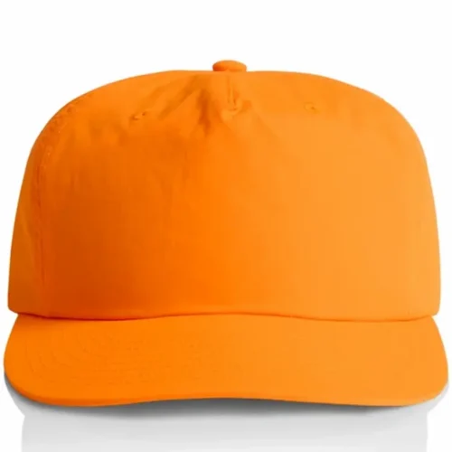 Front view of the Safety Orange AS Colour Surf Safety Cap 1114F showing the plain front panel and stitched peak