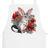 White cotton apron with the Bilby Among Sturt Desert Peas print on the bib