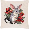 Oatmeal linen cushion cover printed with the Bilby Among Sturt Desert Peas design