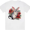 White oversized T-shirt with the Bilby Among Sturt Desert Peas print on the front
