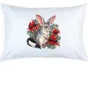 White cotton pillow case with the Bilby Among Sturt Desert Peas print in the centre