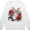 White women’s long sleeve T-shirt with the Bilby Among Sturt Desert Peas print on the front