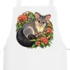 White apron with the Brushtail Possum Among Eucalyptus Blooms print on the bib