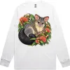 White long sleeve T-shirt with the Brushtail Possum Among Eucalyptus Blooms print on the front