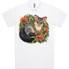 Brushtail Possum Among Eucalyptus Blooms printed on a white Polo Shirt, design by Australia Art Prints