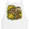 White apron with the Carpet Python Among Golden Wattle print on the bib