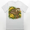 White premium men’s T-shirt with the Carpet Python Among Golden Wattle print on the front