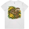 Carpet Python Among Golden Wattle printed on a white Women’s T-Shirt, design by Australia Art Prints