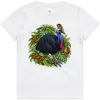 Cassowary Among Rainforest Foliage printed on a white Kids T-Shirt, design by Australia Art Prints