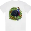 Cassowary Among Rainforest Foliage printed on a white Oversized T-Shirt, design by Australia Art Prints