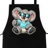 Cool Koala Thumbs-Up printed on a black Apron, design by Australia Art Prints