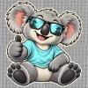 Cool Koala Thumbs-Up printed on a white Cross Stitch Canvas, design by Australia Art Prints